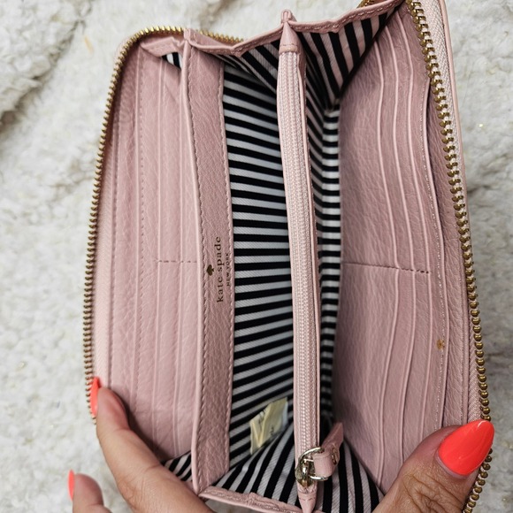 Kate Spade Light Dusty Pink Leather Zip‎ Around Accordion Wallet - Picture 11 of 12